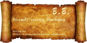 Bozmánszky Barbara névjegykártya